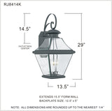 Quoizel Rutledge 29-in H Mystic Black Candelabra Base (E-12) Outdoor Wall Light