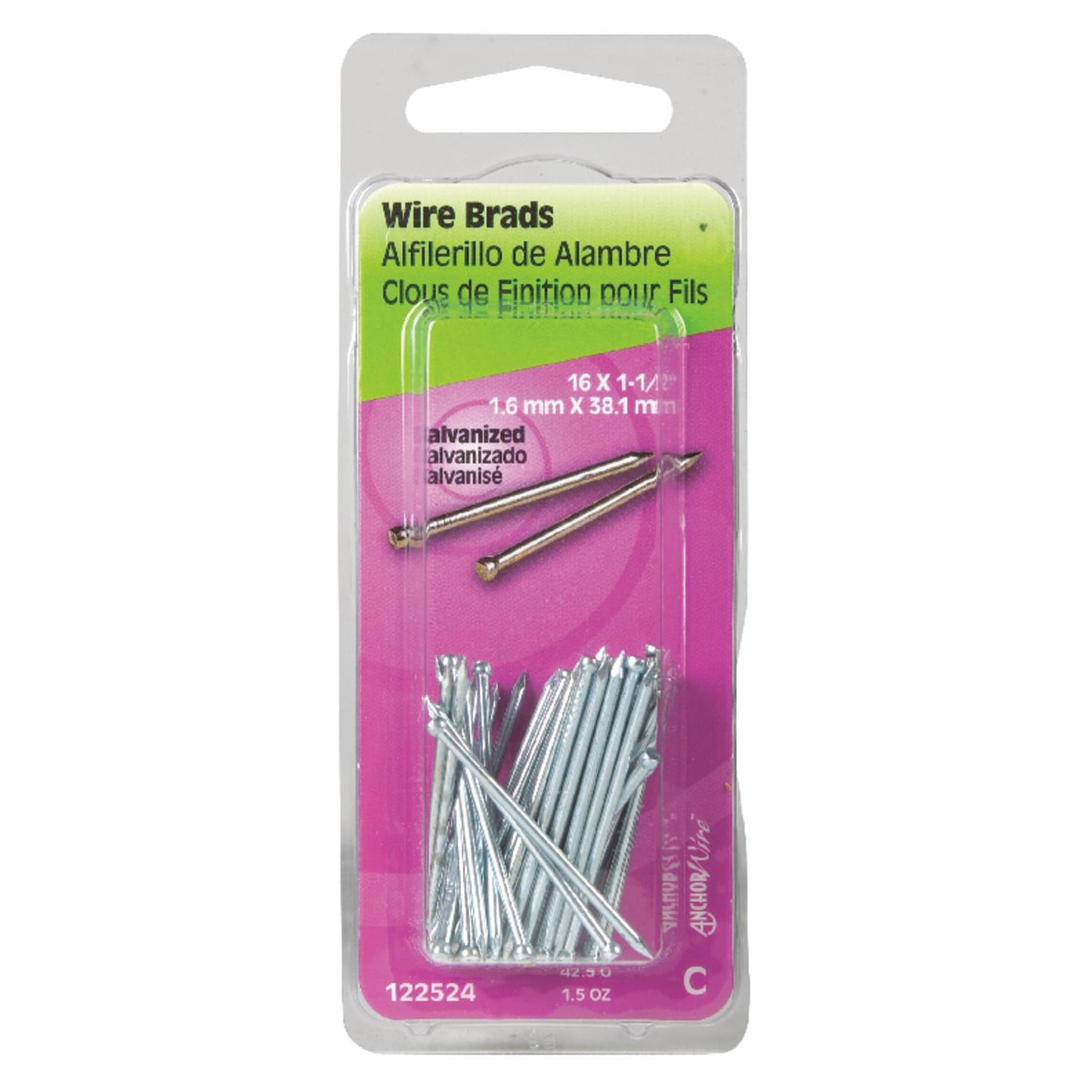Hillman 16 Ga x 1-1/2 in Galvanized Steel Brad Nails, 1 Pack, 1.5 oz