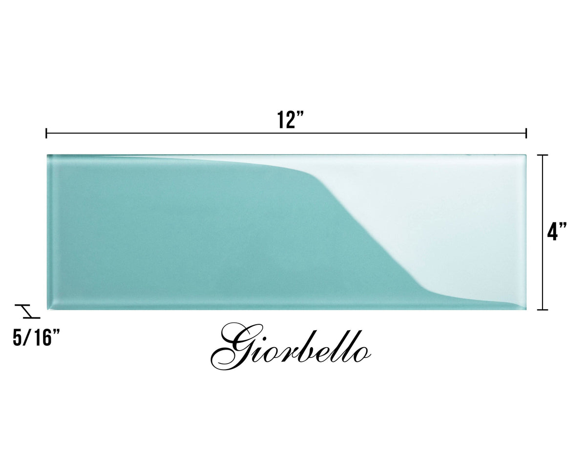 Giorbello (Sample) 4x12 glass subway tiles Teal 4-in x 12-in Glossy Glass Brick Subway Wall Tile