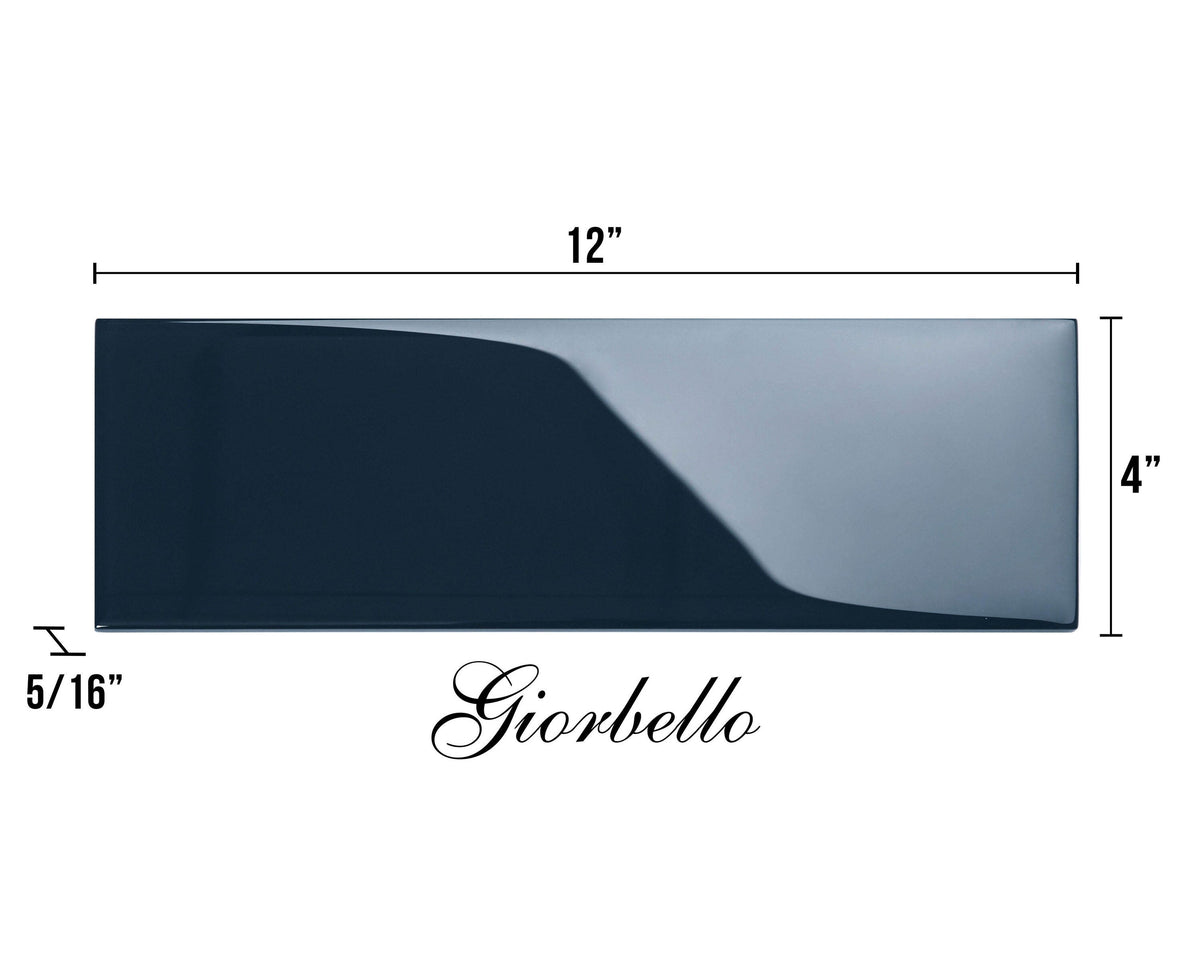 Giorbello Classic Premium Midnight Blue 4-in x 12-in Glossy Glass Subway Wall Tile (5-sq. ft/ Carton)