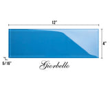 Giorbello (Sample) 4x12 glass subway tiles Mediterranean Blue 4-in x 12-in Glossy Glass Brick Subway Wall Tile