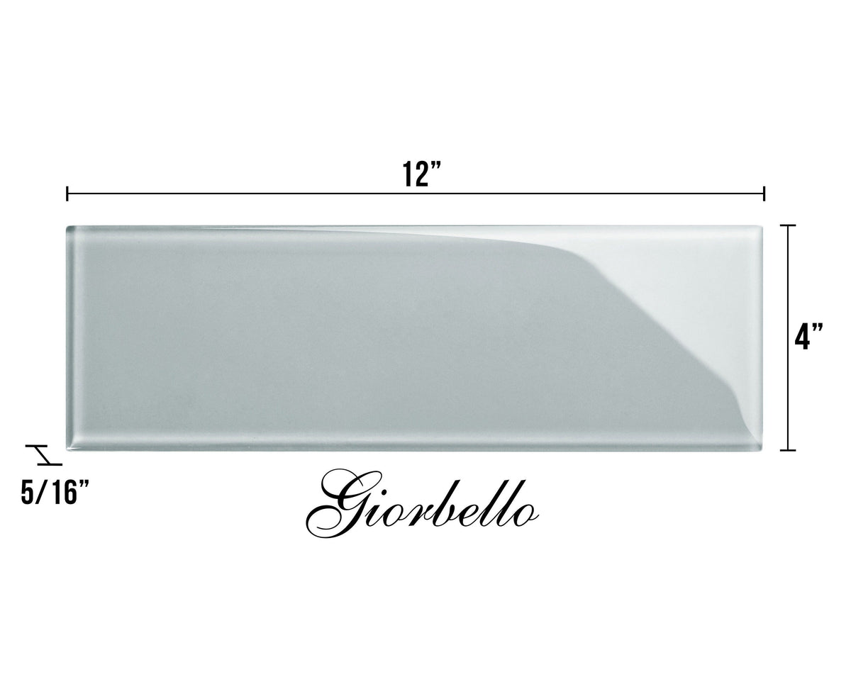Giorbello Classic Premium True Gray 4-in x 12-in Glossy Glass Subway Wall Tile (5-sq. ft/ Carton)
