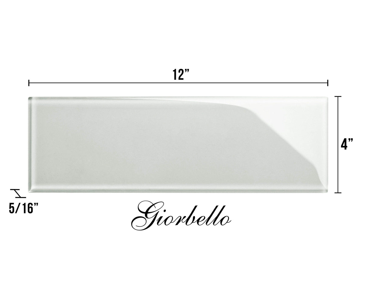 Giorbello (Sample) 4x12 glass subway tiles Light Gray 4-in x 12-in Glossy Glass Brick Subway Wall Tile