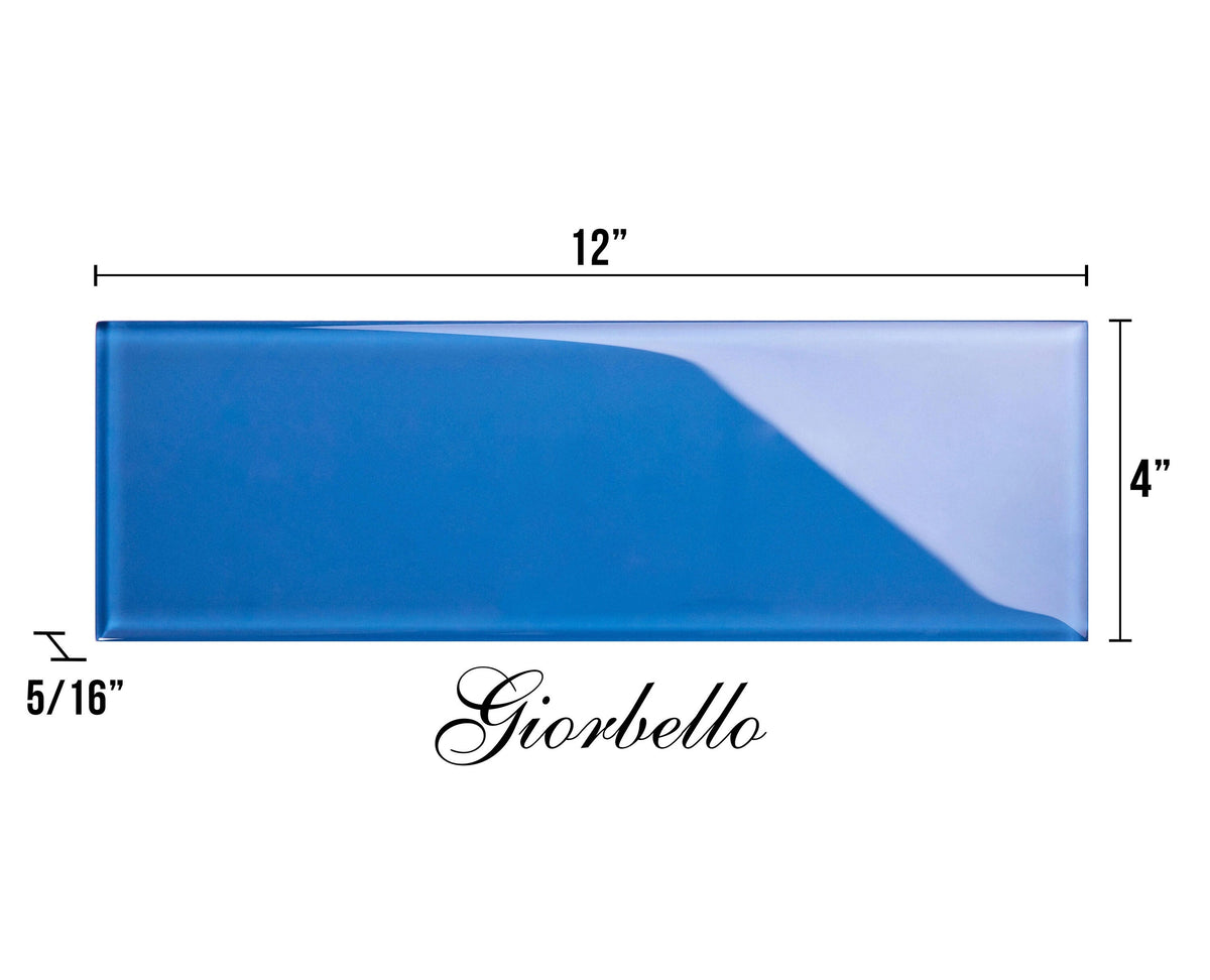 Giorbello (Sample) 4x12 Glass Subway Tiles Cobalt Blue 4-in x 12-in Glossy Glass Brick Subway Wall Tile