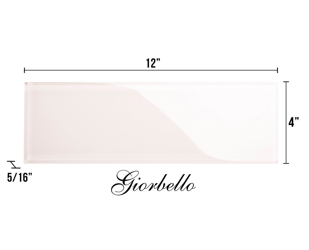 Giorbello (Sample) 4x12 glass subway tiles Rose Pale Pink 4-in x 12-in Glossy Glass Brick Subway Wall Tile