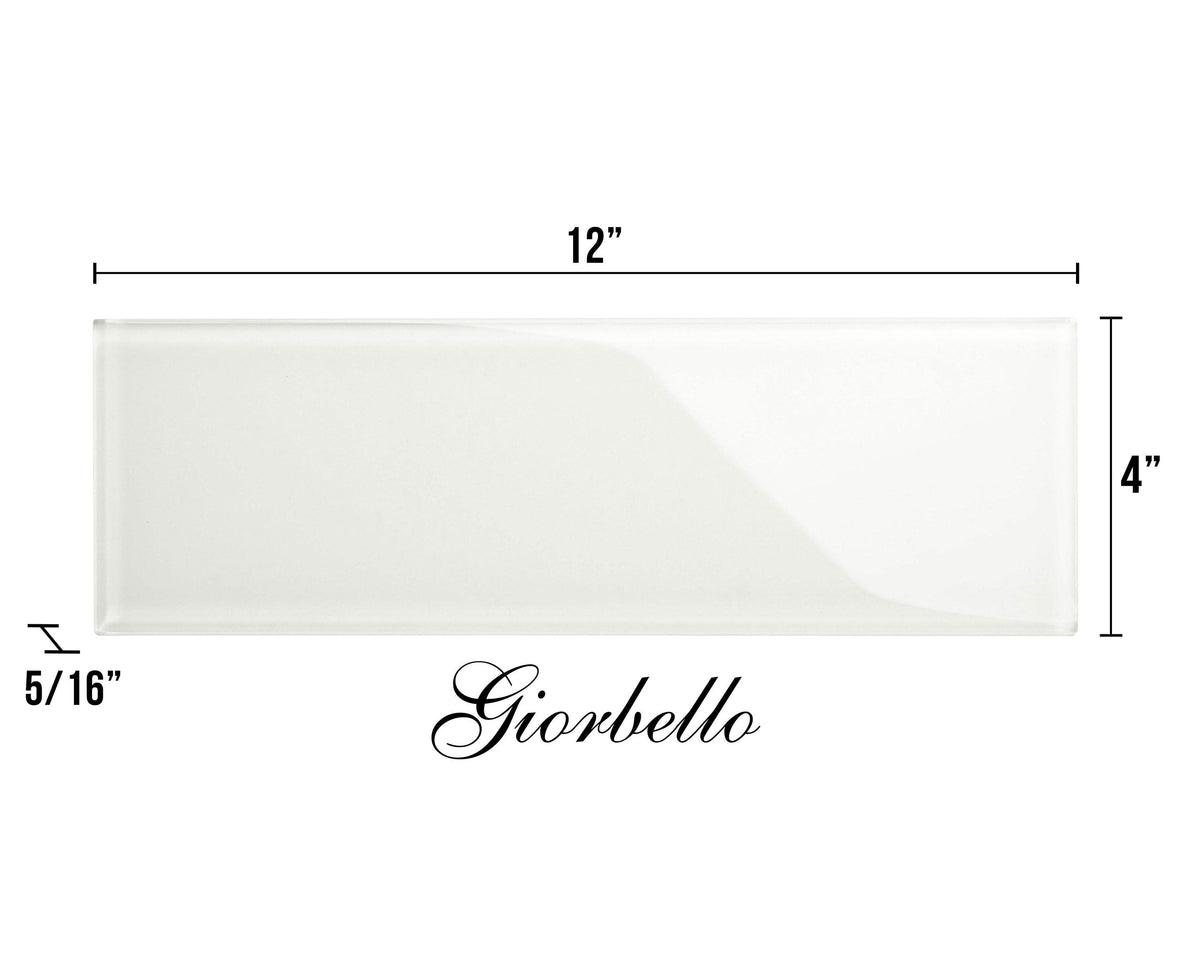 Giorbello (Sample) 4x12 glass subway tiles Alabaster White 4-in x 12-in Glossy Glass Brick Subway Wall Tile