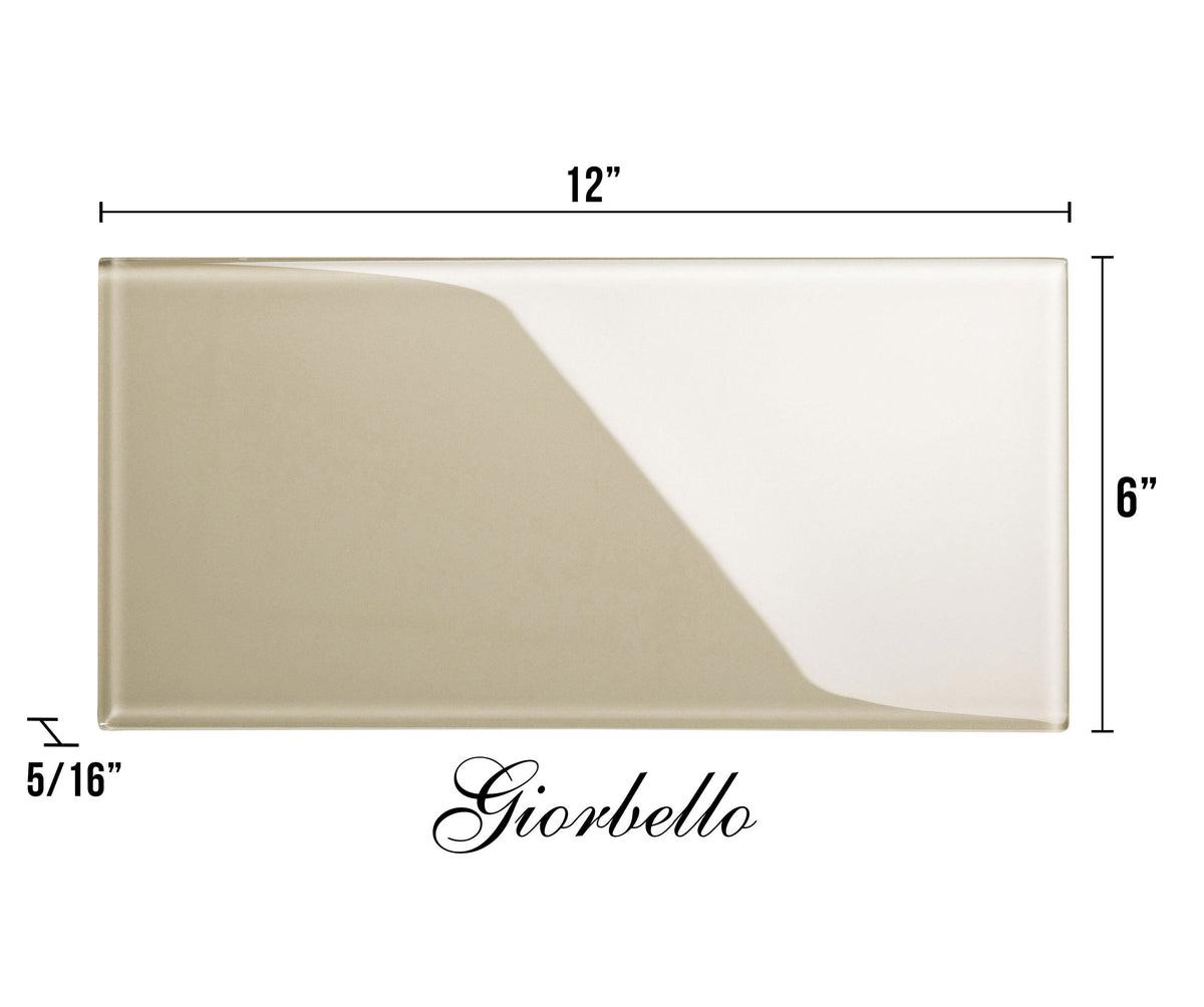Giorbello (Sample) 6x12 Glass Subway Tiles Light Taupe 6-in x 12-in Glossy Glass Brick Subway Wall Tile