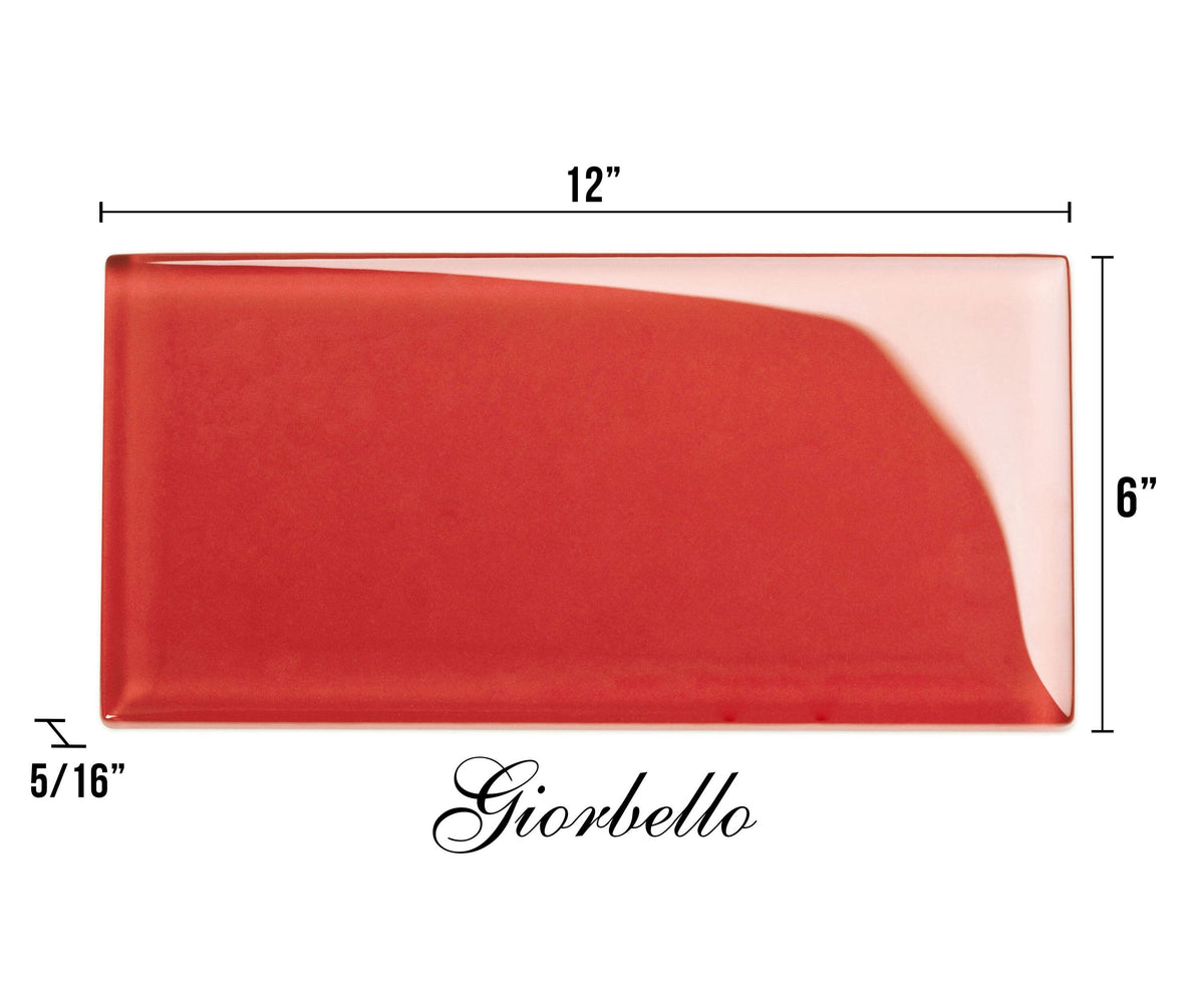 Giorbello (Sample) 6x12 Glass Subway Tiles Ruby Red 6-in x 12-in Glossy Glass Brick Subway Wall Tile