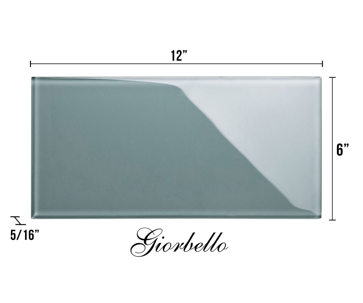 Giorbello (Sample) 6x12 glass subway tiles Slate 6-in x 12-in Glossy Glass Brick Subway Wall Tile
