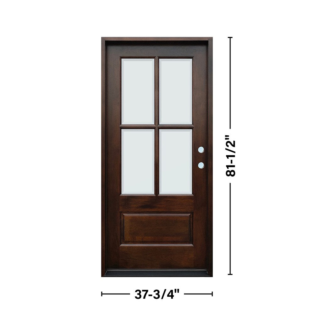 Greatview Doors Mahogany Stained 3/4 Lite Prehung Front Door, 36-in x 80-in