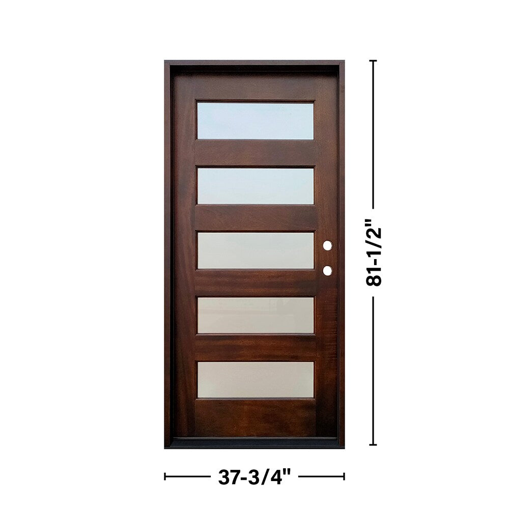 Greatview Doors 36-in x 80-in Mahogany Stained Prehung Front Door with Frosted Glass