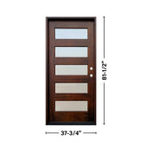 Greatview Doors 36-in x 80-in Mahogany Stained Prehung Front Door with Frosted Glass