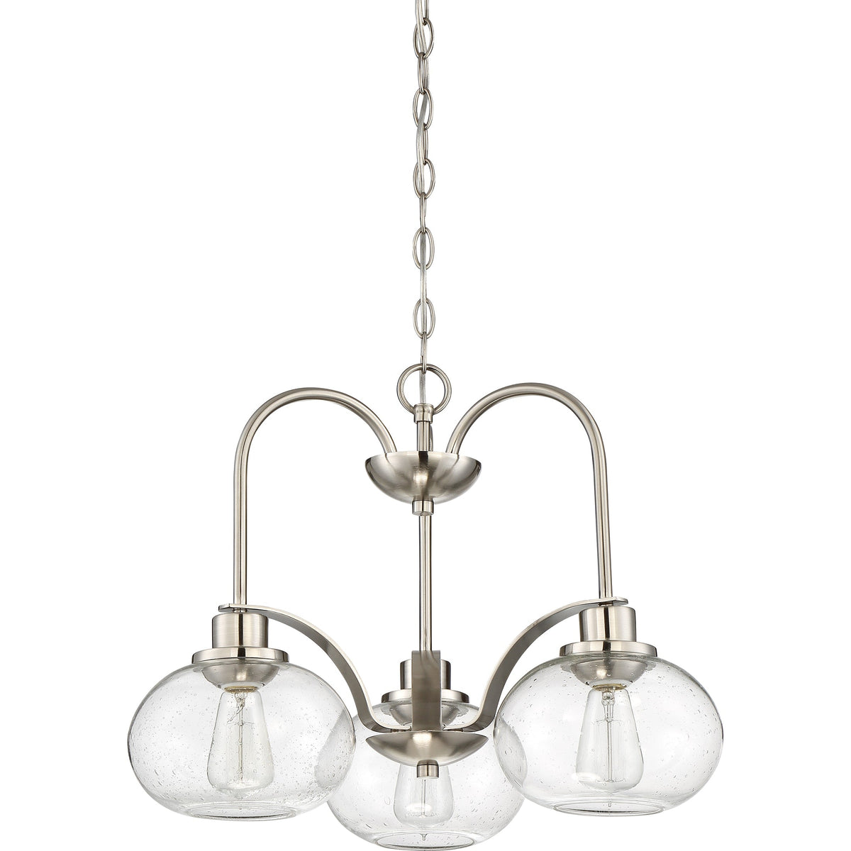 Quoizel Trilogy 3-Light Brushed Nickel Chandelier with Clear Seeded Glass
