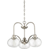 Quoizel Trilogy 3-Light Brushed Nickel Chandelier with Clear Seeded Glass