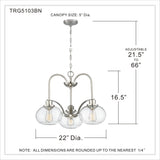 Quoizel Trilogy 3-Light Brushed Nickel Chandelier with Clear Seeded Glass