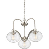 Quoizel Trilogy 3-Light Brushed Nickel Chandelier with Clear Seeded Glass