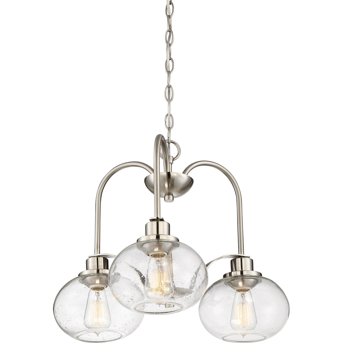 Quoizel Trilogy 3-Light Brushed Nickel Chandelier with Clear Seeded Glass