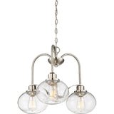 Quoizel Trilogy 3-Light Brushed Nickel Chandelier with Clear Seeded Glass