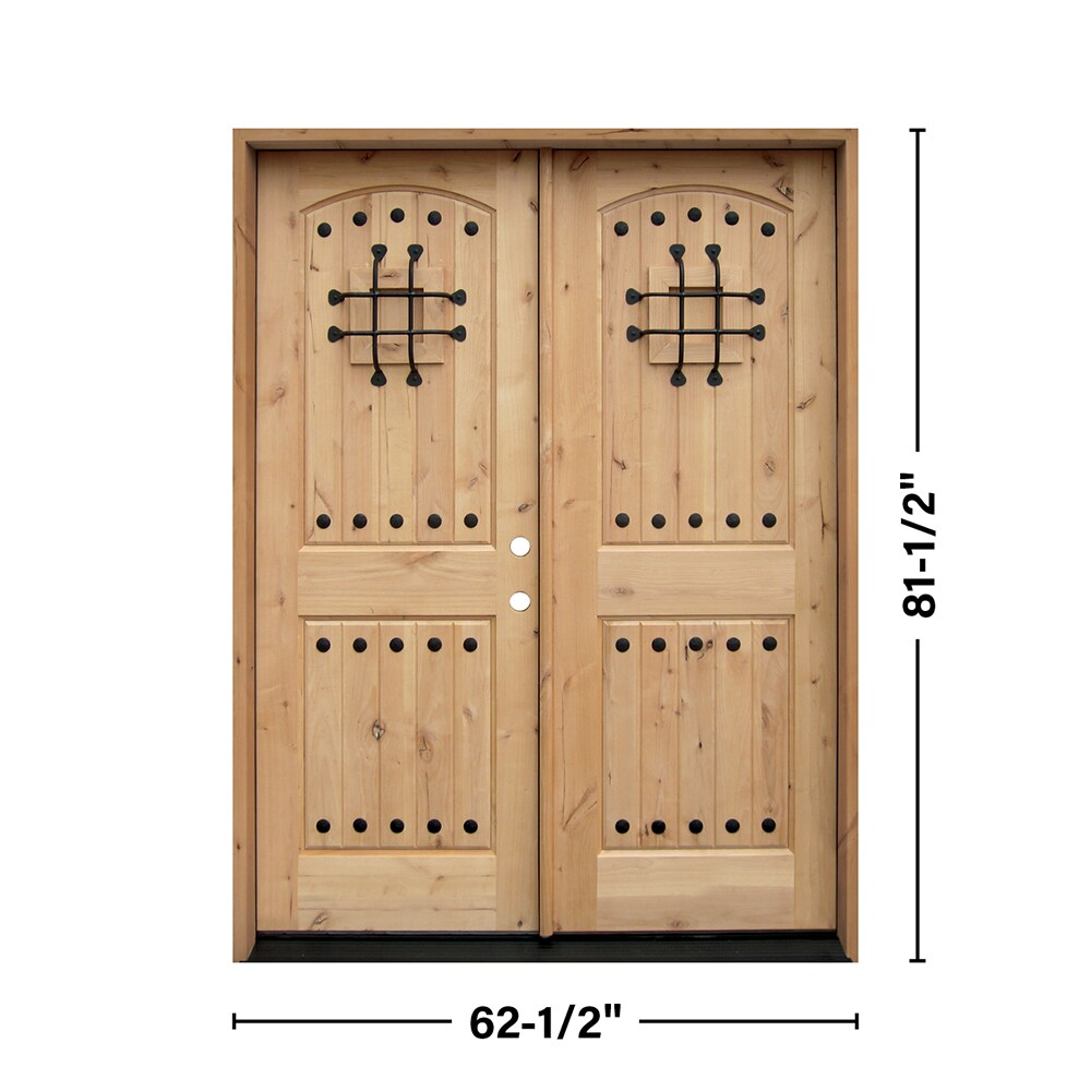 Greatview Doors Knotty Alder Prehung Double Front Door, 60x80 in