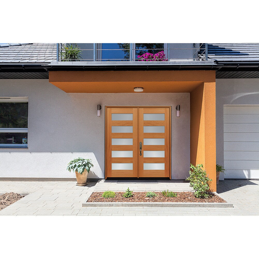 Greatview Doors 72x80 Mahogany Prehung Double Front Door with Privacy Glass