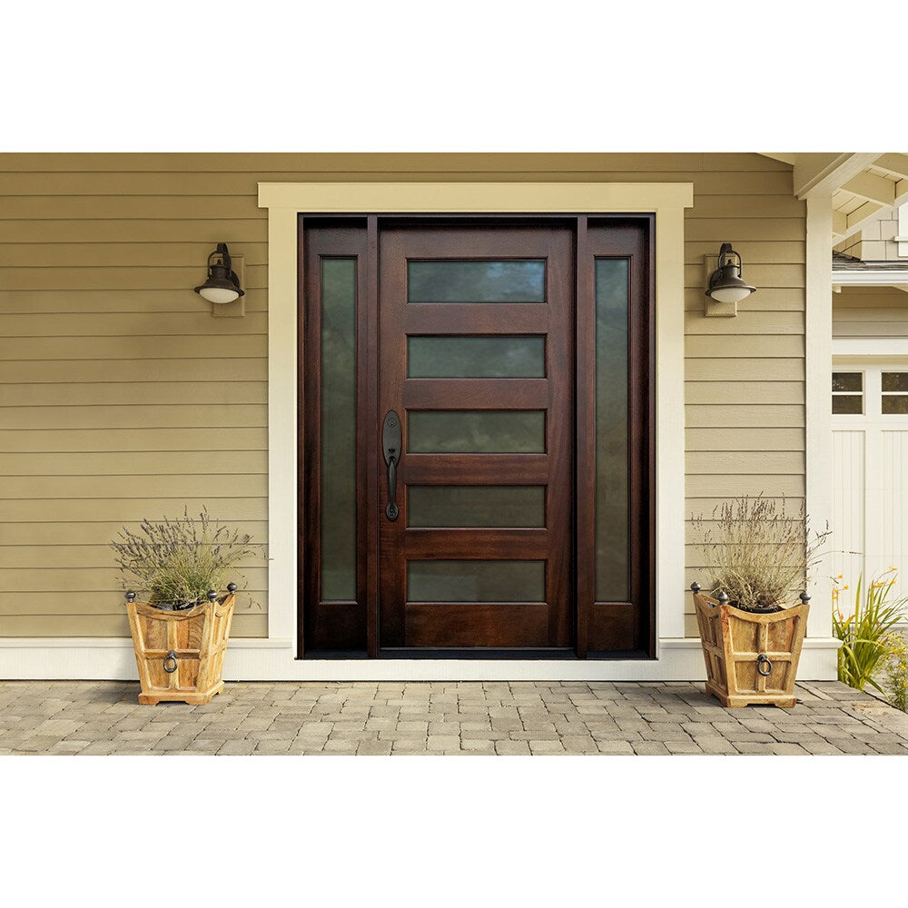 Greatview Doors Mahogany Stained Prehung Single Front Door with Sidelights