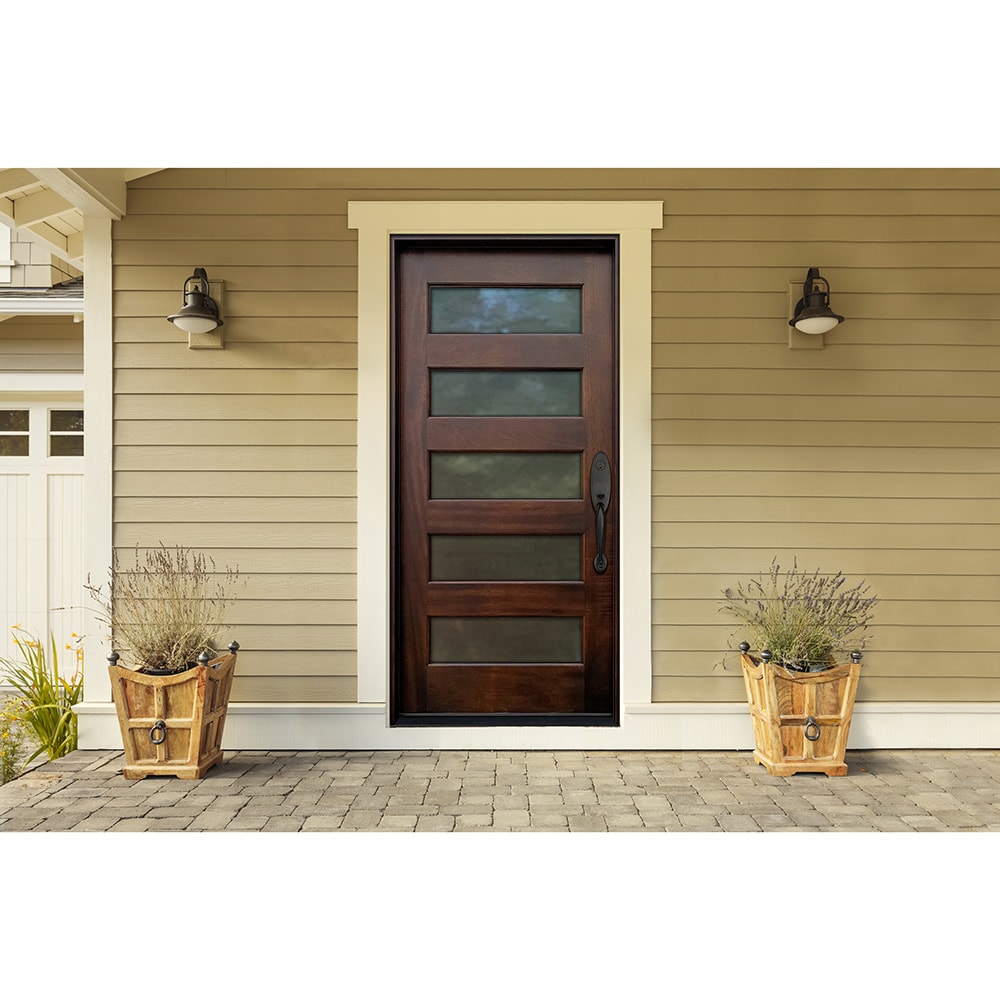 Greatview Doors 36-in x 80-in Mahogany Stained Prehung Front Door with Frosted Glass