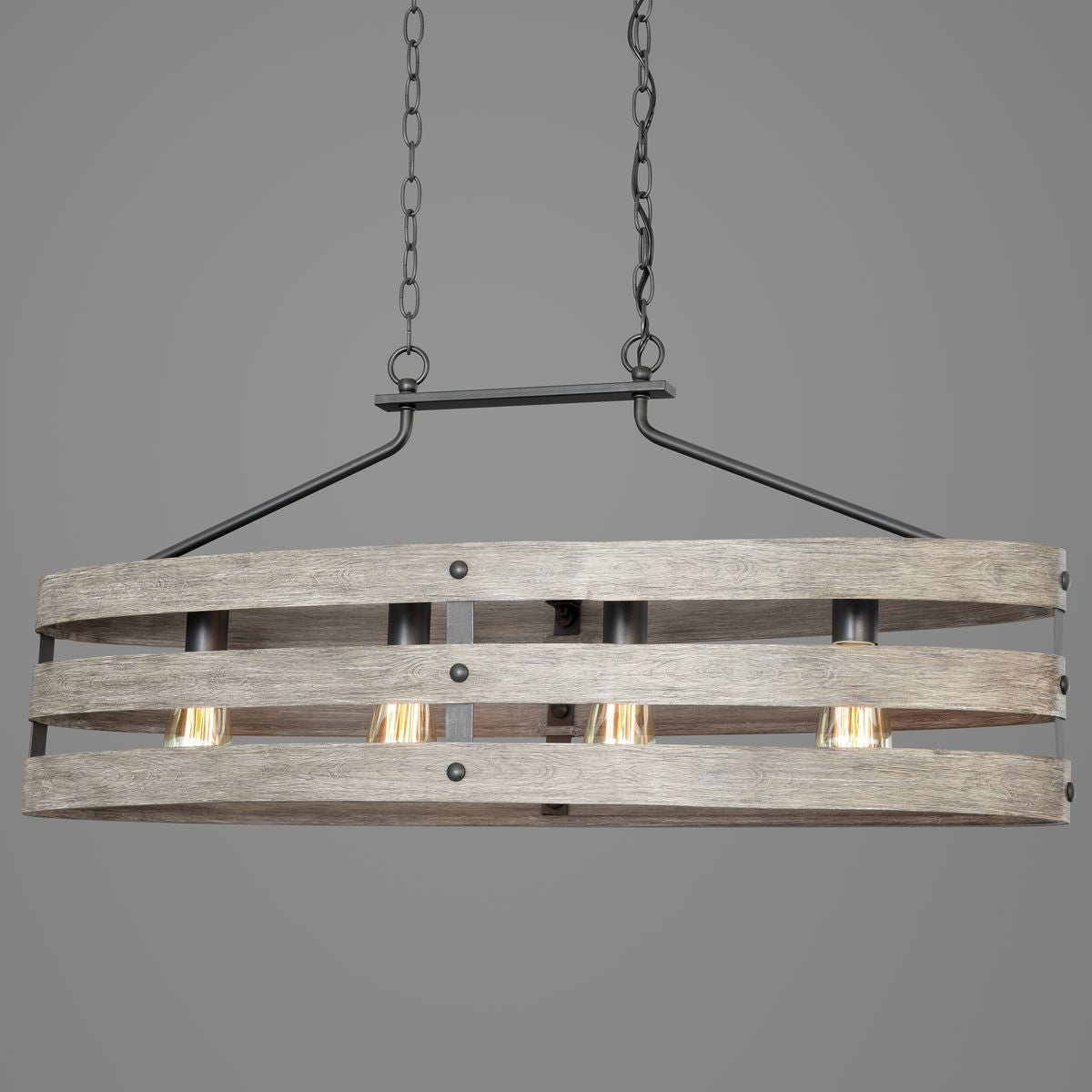Progress Lighting Gulliver 4-Light Graphite Farmhouse Linear Large Hanging Kitchen Island Light