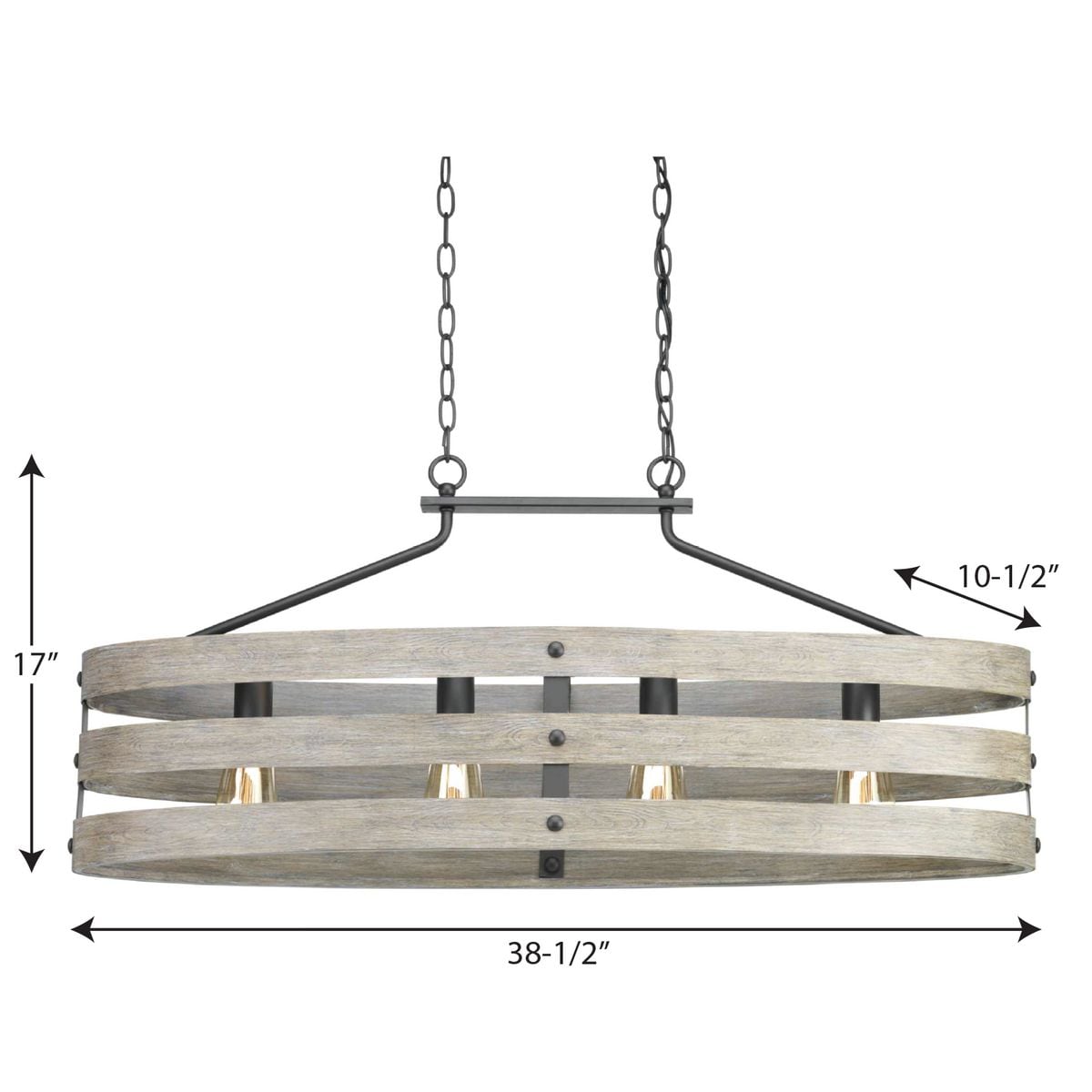 Progress Lighting Gulliver 4-Light Graphite Farmhouse Linear Large Hanging Kitchen Island Light