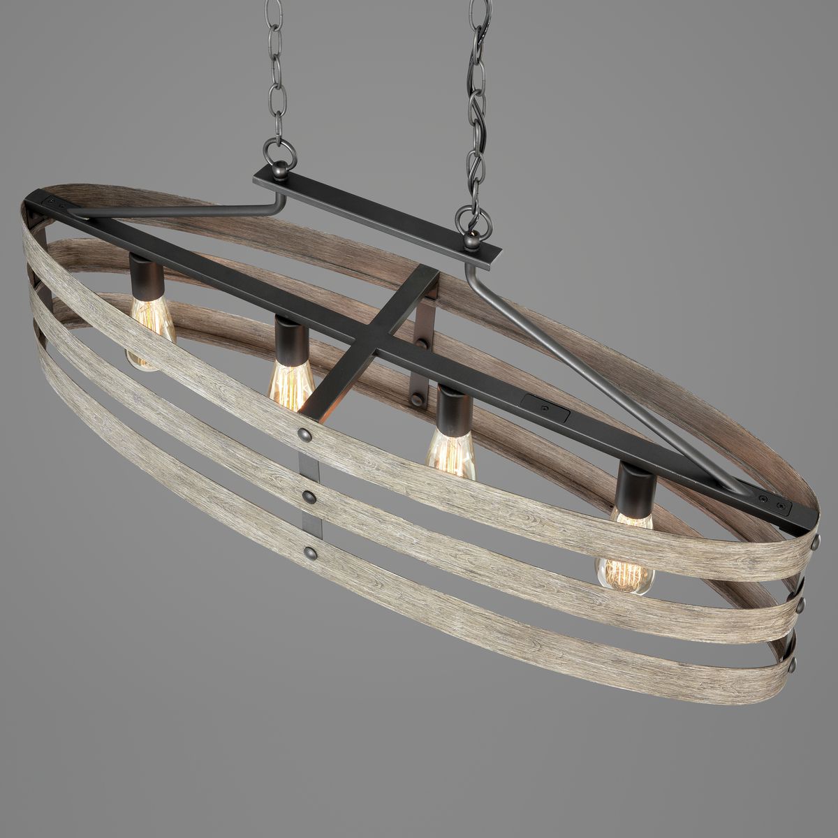Progress Lighting Gulliver 4-Light Graphite Farmhouse Linear Large Hanging Kitchen Island Light