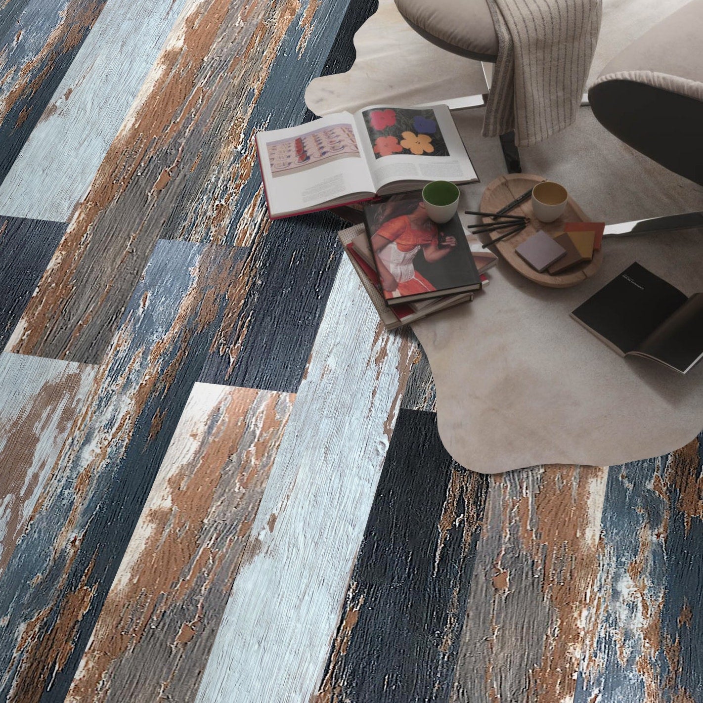 Deco Products HYDROSTOP Old Navy Ocean 7.1-in x 48-in, 5.2-mm Waterproof Interlocking Luxury Vinyl Plank Flooring, 20-mil Wear Layer (23.64-sq ft/Carton)