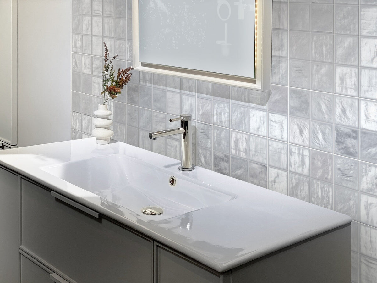 Apollo Tile (Sample) Duchess Gray 4-in x 4-in Glossy Ceramic Subway Wall Tile