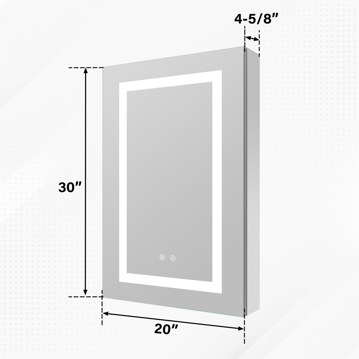 WELLFOR NIKA 20-in x 30-in Lighted LED Fog Free Surface/Recessed Mount Silver Mirrored Soft Close Medicine Cabinet with Outlet