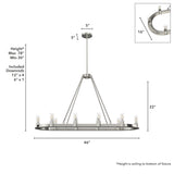 Hunter Saddlewood 10-Light Brushed Nickel Transitional Led Bare Bulb Chandelier
