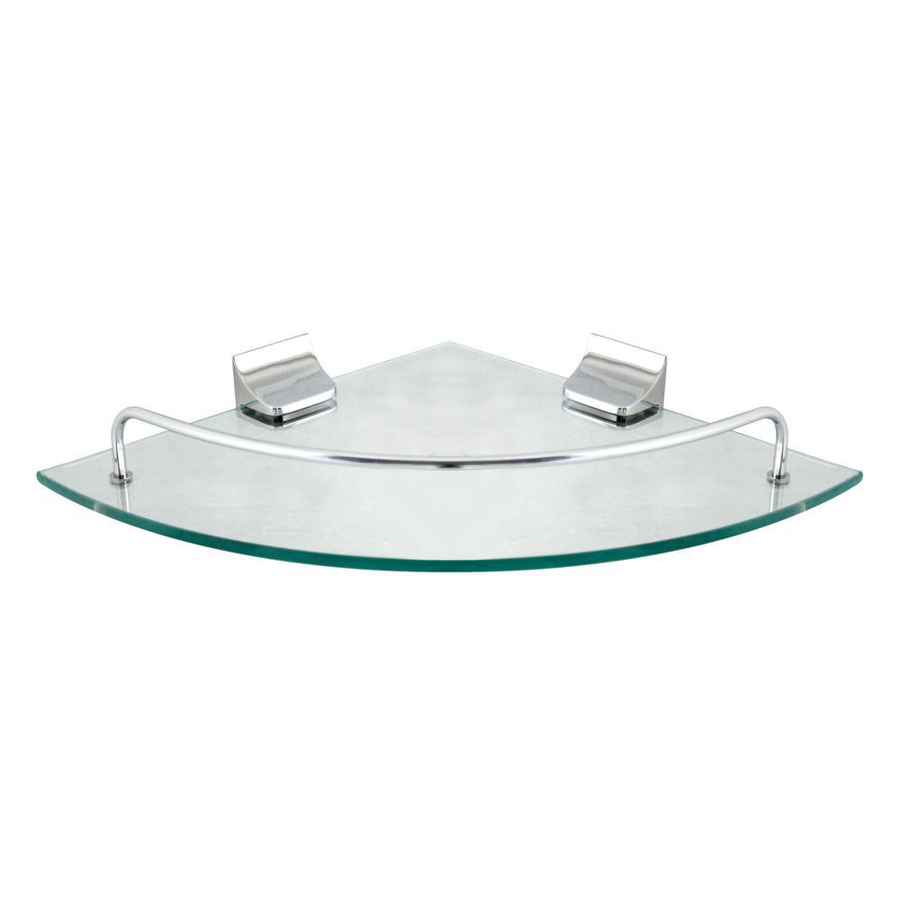 9.5 in. x 9.5 in. Glass Corner Shelf with Pre-Installed Rails in Rubbed Bronze - Super Arbor