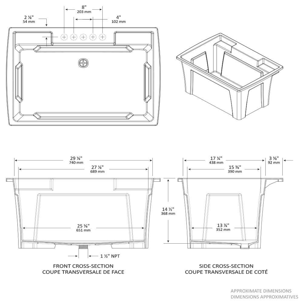 32 in. x 22 in. Polypropylene White Laundry Sink - Super Arbor