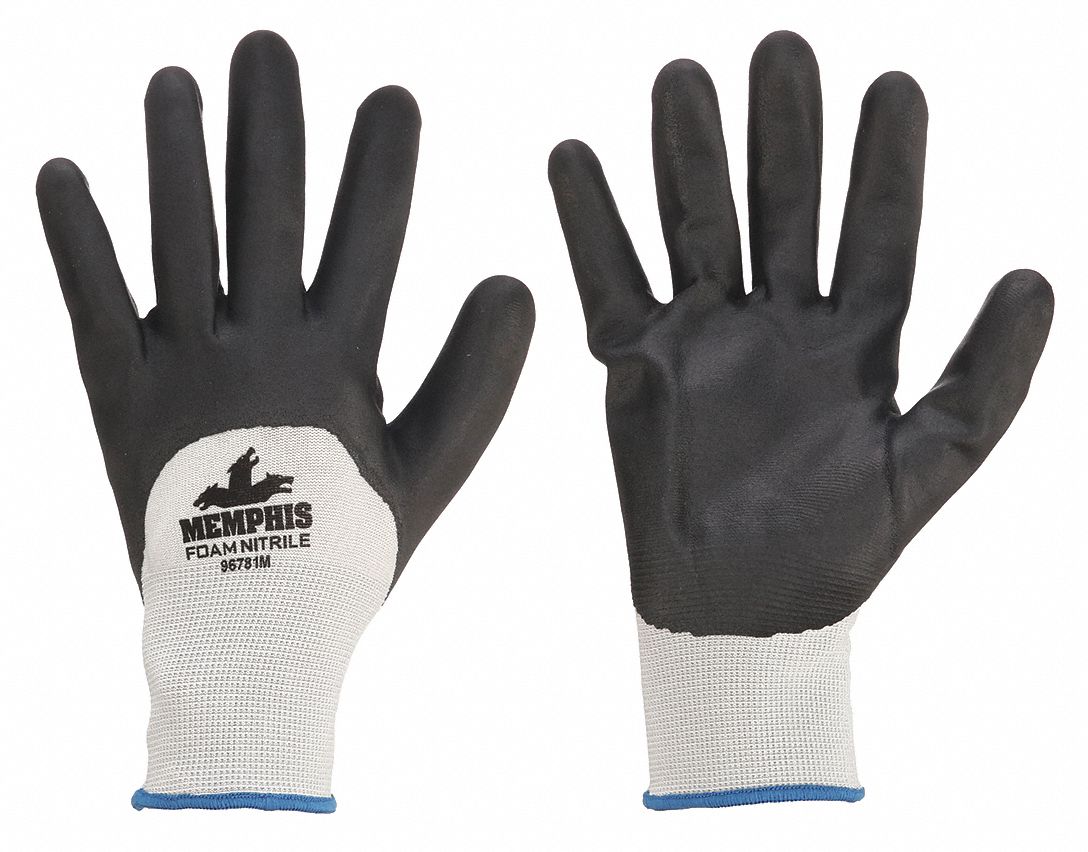 MCR SAFETY Ninja 96781 Sandy Foam Nitrile Coated Gloves, XL 3/4 Dipped