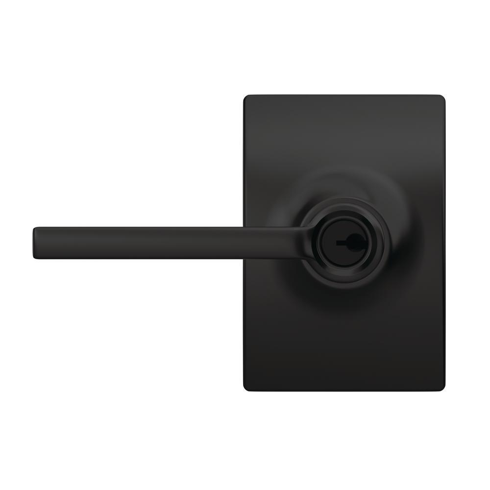 Custom Latitude Matte Black Century Trim Keyed Entry Door Lever - Super Arbor
