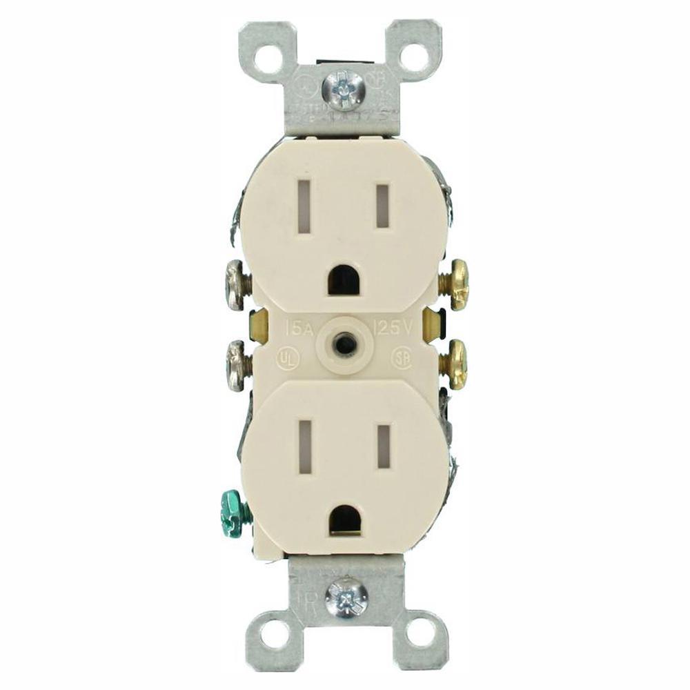 15 Amp Tamper Resistant Duplex Outlet, Light Almond - Super Arbor