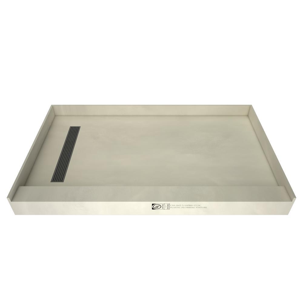 Base'N Bench 36 in. x 72 in. Single Threshold Shower Base and Bench Kit with Left Drain and Brused Nickel Grate - Super Arbor
