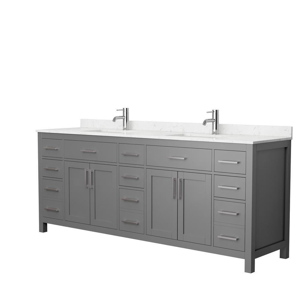 Beckett 72 in. W x 22 in. D Double Bath Vanity in Dark Gray with Cultured Marble Vanity Top in Carrara with White Basins - Super Arbor