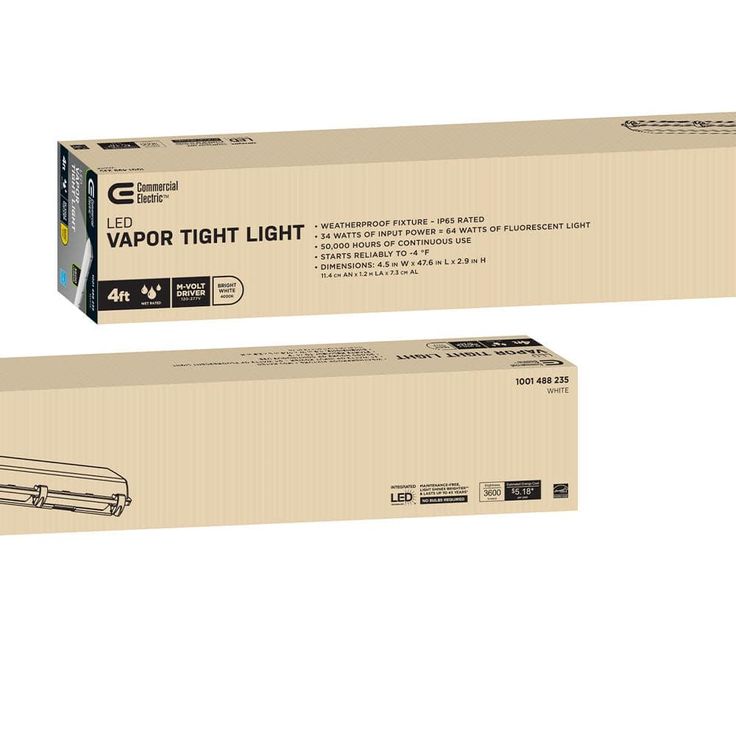 Commercial Electric 4 ft. Vapor Tight 64-Watt Equivalent 3600 Lumens LED White High Bay Light 4000K Bright White IP65 Rated Weatherproof
