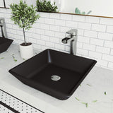 VIGO Black Roma Rectangular MatteShell Glass Bathroom Vessel Sink