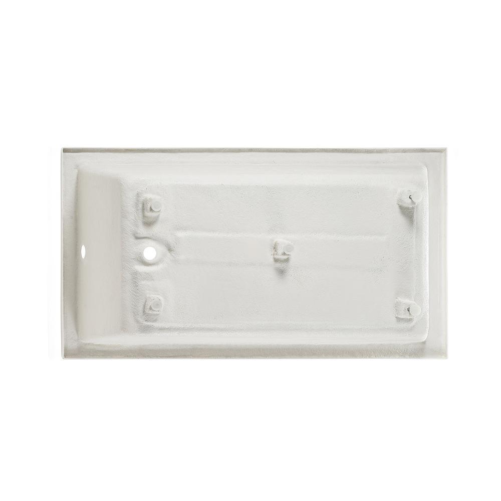Voltaire 60 x 30 in. Acrylic Left-Hand Drain with Integral Tile Flange Rectangular Drop-in Bathtub in White - Super Arbor