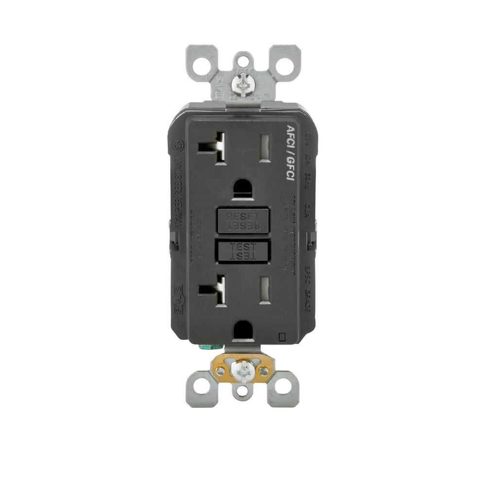 20 Amp 125-Volt Duplex Self-Test SmartlockPro Tamper Resistant AFCI/GFCI Dual Function Outlet, White - Super Arbor