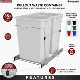 Rev-A-Shelf 35-Quart Plastic Pull Out Trash Can