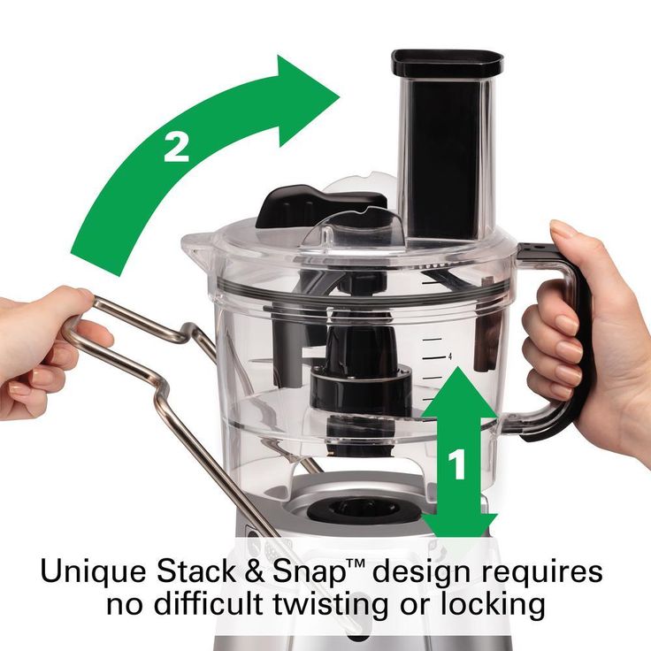Stack & Snap 8-Cup 3-Speed Silver Food Processor with Built-in Bowl Scraper
