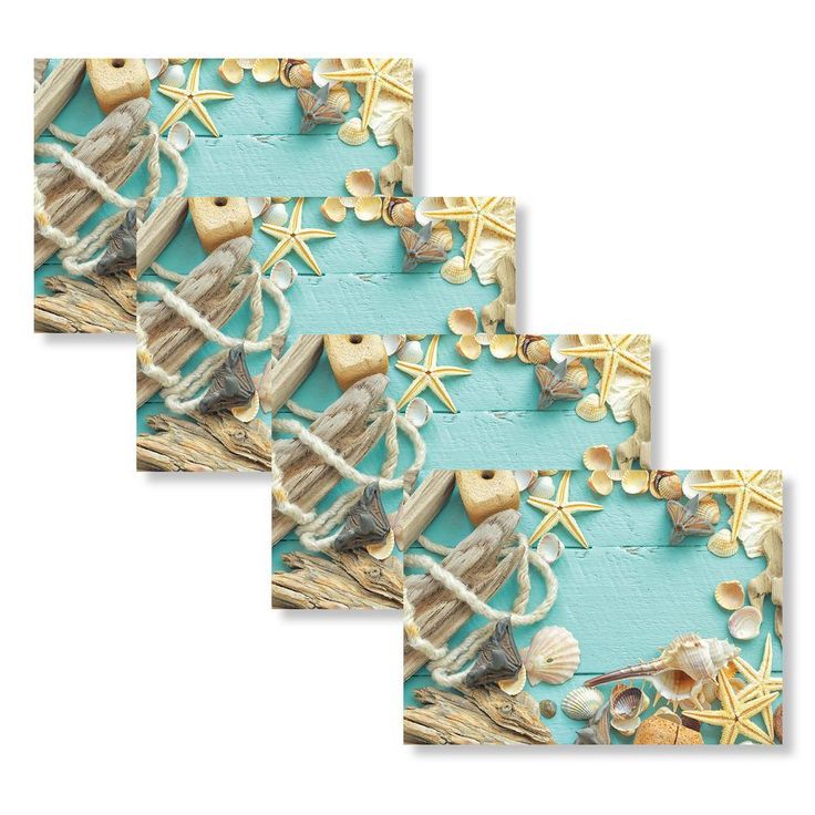 Sea Shell 18 in. W x 13 in. L Polypropylene 4-pack Placemat Set