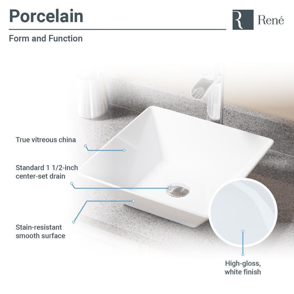 Porcelain Vessel Sink in White with 7001 Faucet and Pop-Up Drain in Chrome - Super Arbor