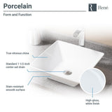 Porcelain Vessel Sink in White with 7001 Faucet and Pop-Up Drain in Chrome - Super Arbor