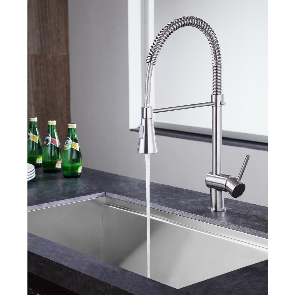 Carriage Single Handle Standard Kitchen Faucet in Brushed Nickel - Super Arbor